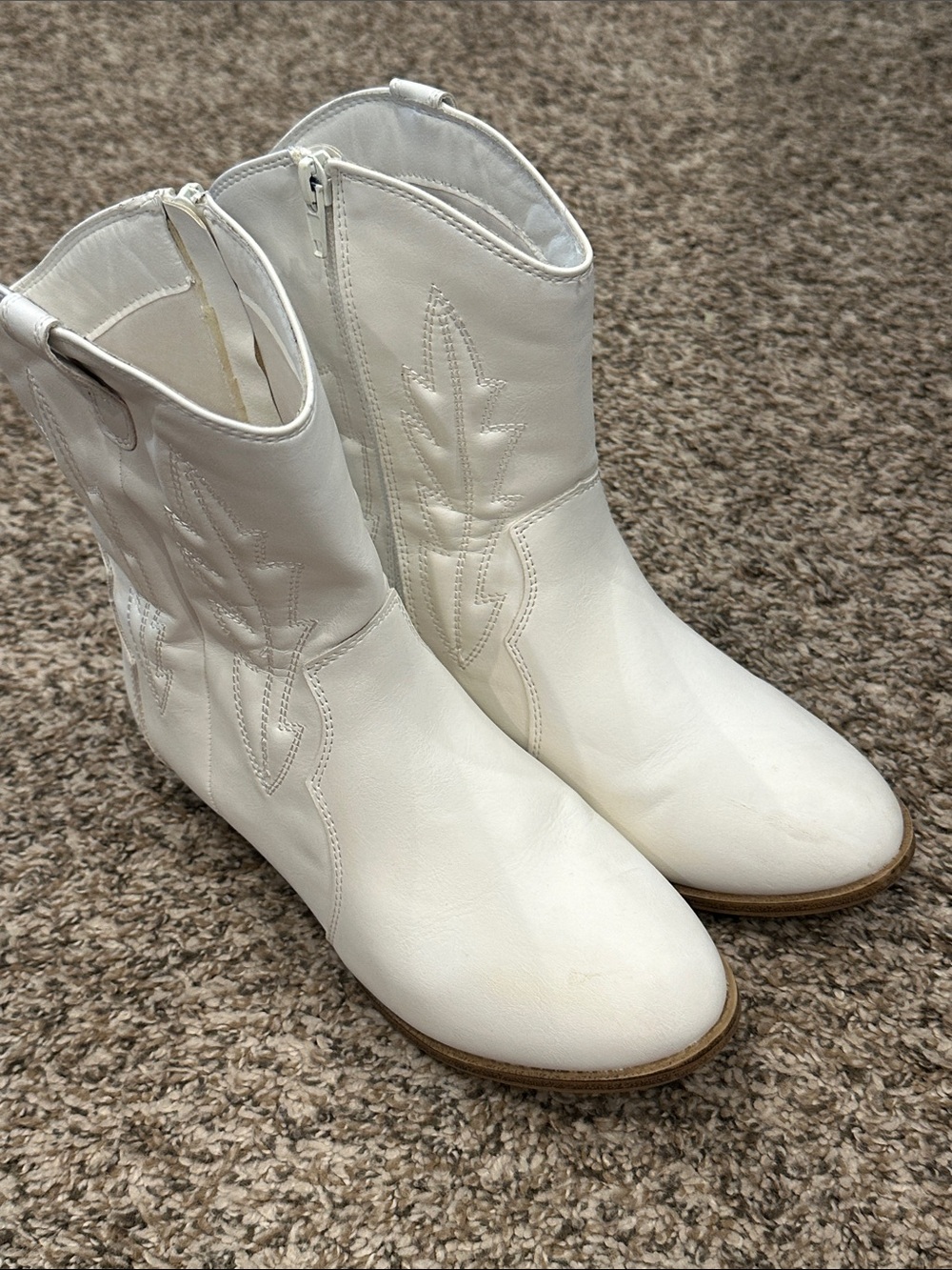 MIA White Girls' Western Ankle Boots with Side Zip